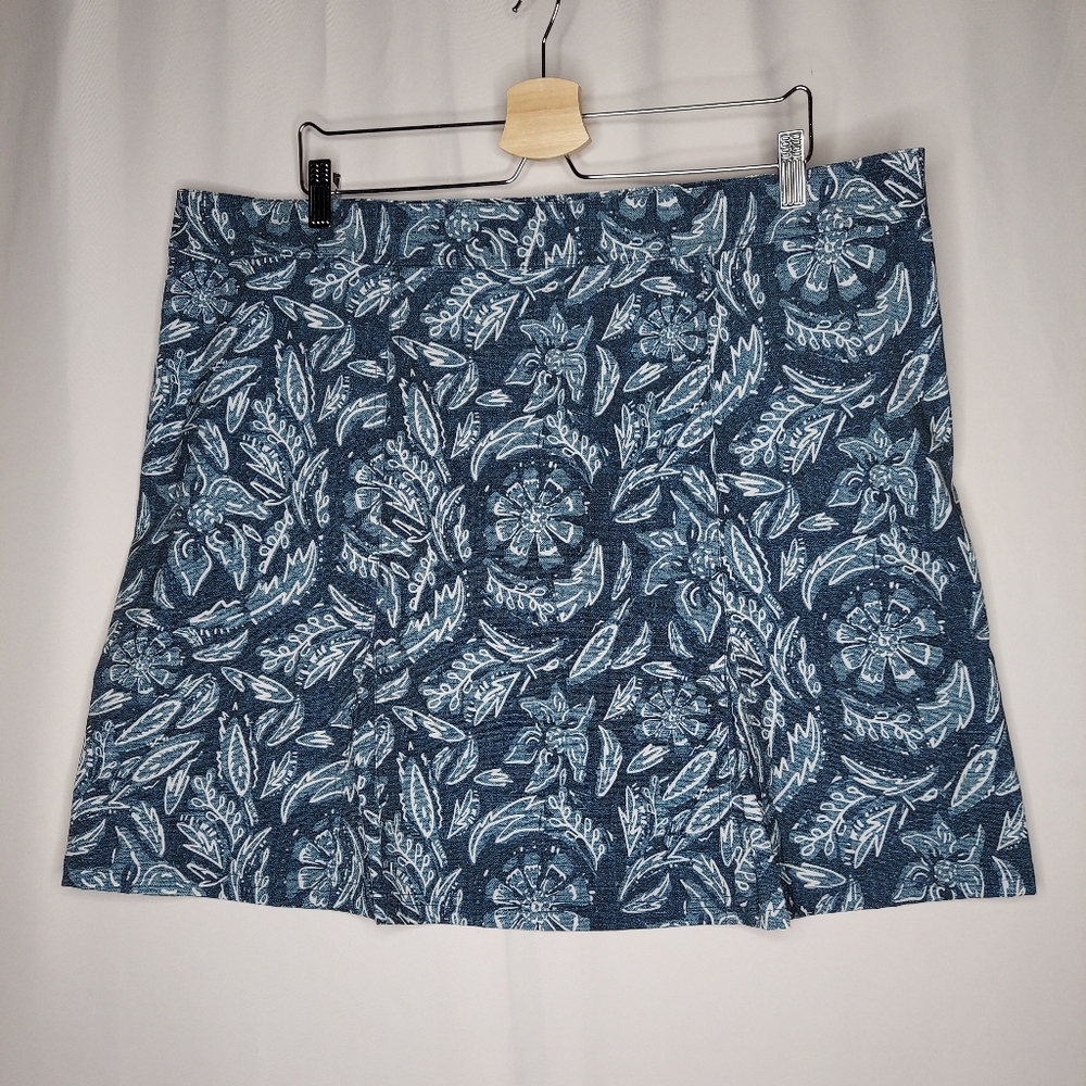 Ripskirt Hawaiian Wrap Skirt XXL Blue Floral Mini Beach Resortwear Vacation - Picture 2 of 9